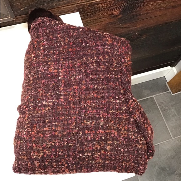 Vintage Jones NY Womens Tweed Wool Blazer Size L Faux Fur Collar Boucle Jacket - Picture 16 of 16